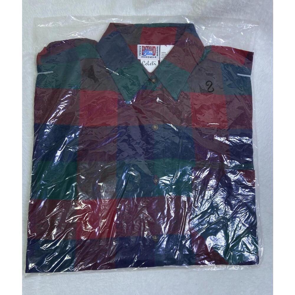 Vintage Deadstock BACKROAD BLUES Small Flannel Button Up Shirt 90s Grunge VTG